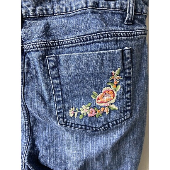 Kikit Capri Jeans Womens 12 Blue Denim Embroidered Embellished Boho Peasant - Picture 6 of 10